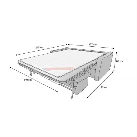 HORACE canapé convertible 3 places gris ardoise matelas Dunlopillo 140cm