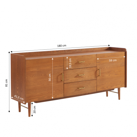 Buffet TWIGGY placage frêne 180cm