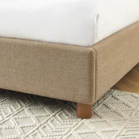 Lit coffre KORALL tissu tweed taupe 160x200 sommier inclus