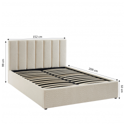 Lit coffre MARIUS en velours beige 140x190 cm