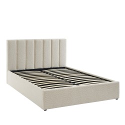 Lit coffre MARIUS en velours beige 140x190 cm