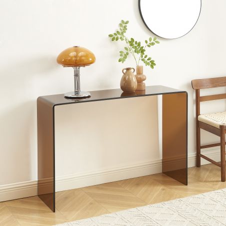 Console GINZA verre trempé caramel 110cm