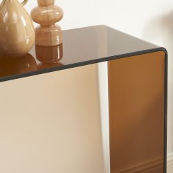 Console GINZA verre trempé caramel 110cm