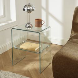 Table de chevet GINZA verre trempé transparent h50 cm