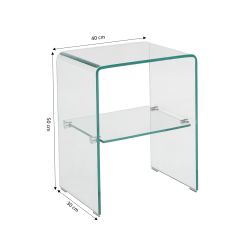 Table de chevet GINZA verre trempé transparent h50 cm