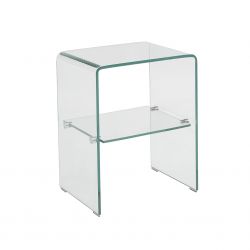 Table de chevet GINZA verre trempé transparent h50 cm