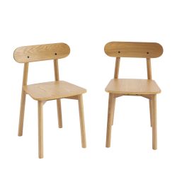 Lot de 2 chaises CELESTE chêne massifet pieds en placage chêne