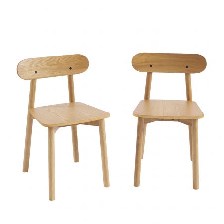 Lot de 2 chaises CELESTE chêne massifet pieds en placage chêne