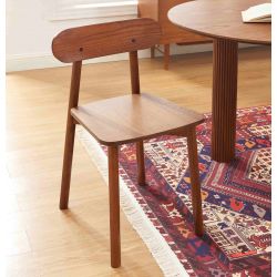 Lot de 2 chaises CELESTE chêne massif couleur noyeret pieds en placage chêne