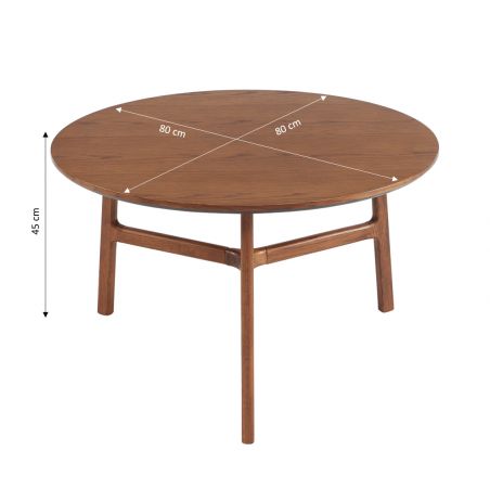 Table basse DOLLY placage frêne couleur noyer 80cm