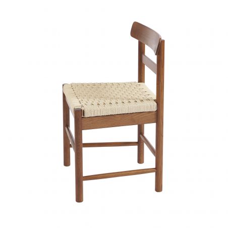 Lot de 2 chaises GIGI chêne massif couleur noyer et corde