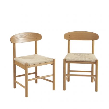 Lot de 2 chaises ODA chêne massif et corde