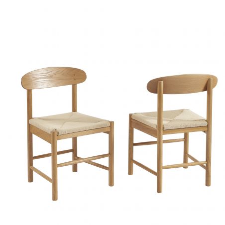 Lot de 2 chaises ODA chêne massif et corde