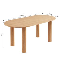 Table de séjour PENELOPE placage chêne 180cm