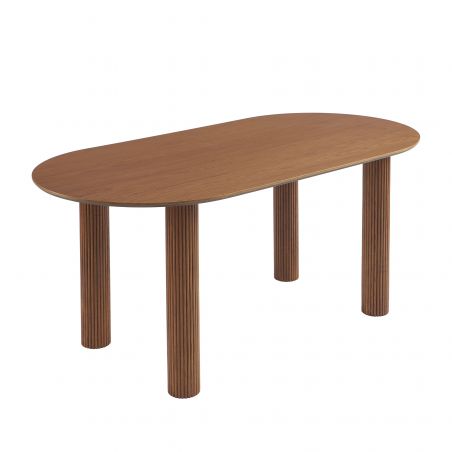 Table de séjour PENELOPE placage chêne couleur noyer 180cm