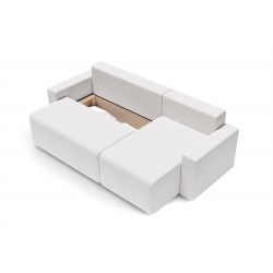 Canapé angle MAX convertible tissu bouclette blanc 4 places