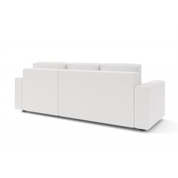 Canapé angle MAX convertible tissu bouclette blanc 4 places