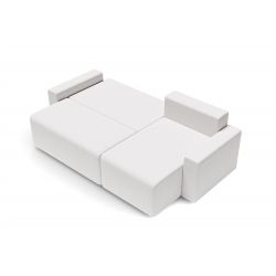 Canapé angle MAX convertible tissu bouclette blanc 4 places