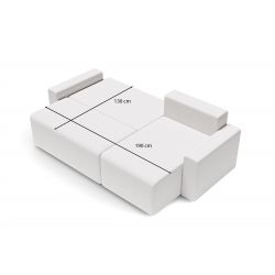 Canapé angle MAX convertible tissu bouclette blanc 4 places