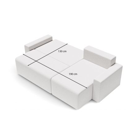 Canapé angle MAX convertible tissu bouclette blanc 4 places