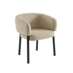 Fauteuil de table ABELIA velours beige et pieds métal noir