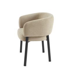 Fauteuil de table ABELIA velours beige et pieds métal noir