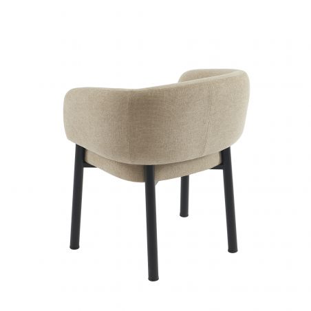 Fauteuil de table ABELIA velours beige et pieds métal noir