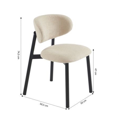 Lot de 2 chaises CIARA bouclette beige et pieds métal noir