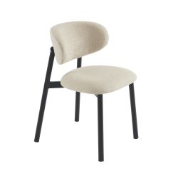 Lot de 2 chaises CIARA bouclette beige et pieds métal noir