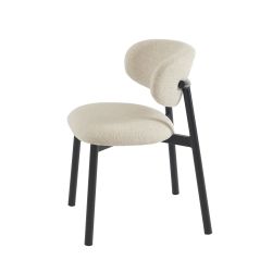 Lot de 2 chaises CIARA bouclette beige et pieds métal noir