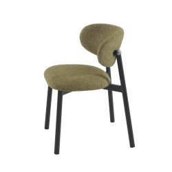 Lot de 2 chaises CIARA bouclette kaki et pieds métal noir