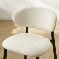 Lot de 2 chaises CIARA bouclette blanche et pieds métal noir