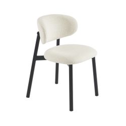 Lot de 2 chaises CIARA bouclette blanche et pieds métal noir