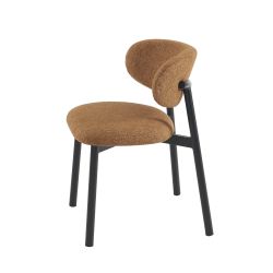 Lot de 2 chaises CIARA bouclette terracotta et pieds métal noir