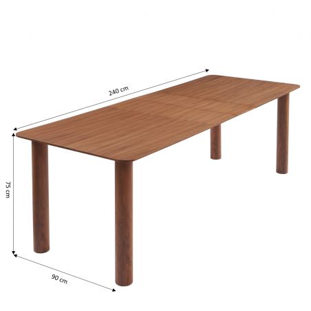 Table à manger PILAR placage noyer extensible 180-240cm