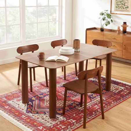 Table à manger PILAR placage noyer extensible 90-160cm