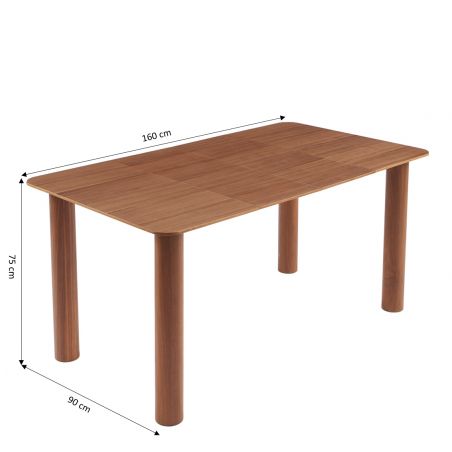 Table à manger PILAR placage noyer extensible 90-160cm