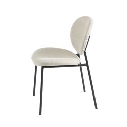 Lot de 2 chaises BETTY bouclette beige et pieds métal noir