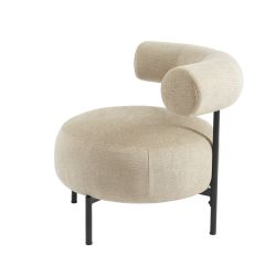 Fauteuil FAREL tissu chenille beige et pieds métal noir