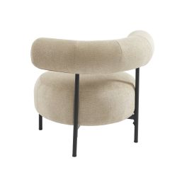 Fauteuil FAREL tissu chenille beige et pieds métal noir