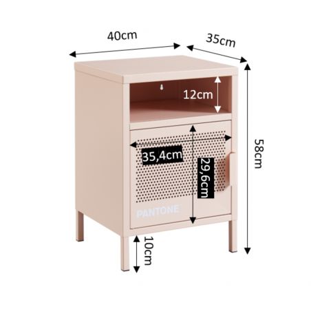 Table de chevet PANTONE métal rose blush 40cm