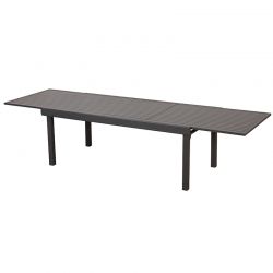 Ensemble table et chaises DINA 12 places en aluminium gris foncé avec plateau extensible