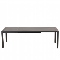 Ensemble repas DINA gris foncé 8 places  en aluminium avec table extensible