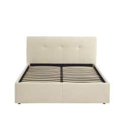 Lit coffre SEGURO velours beige 140x190 sommier inclus