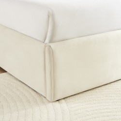 Lit coffre SEGURO velours beige 160x200 sommier inclus