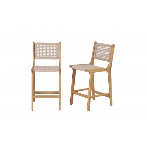 Lot de 2 tabourets de bar KUTA en corde hauteur d'assise 66 cm