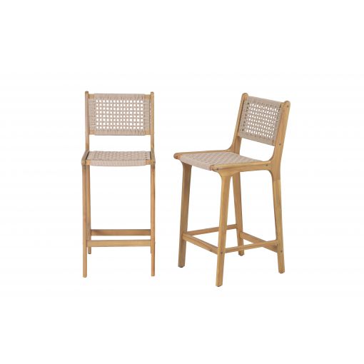 Lot de 2 tabourets de bar KUTA en corde hauteur d'assise 76 cm